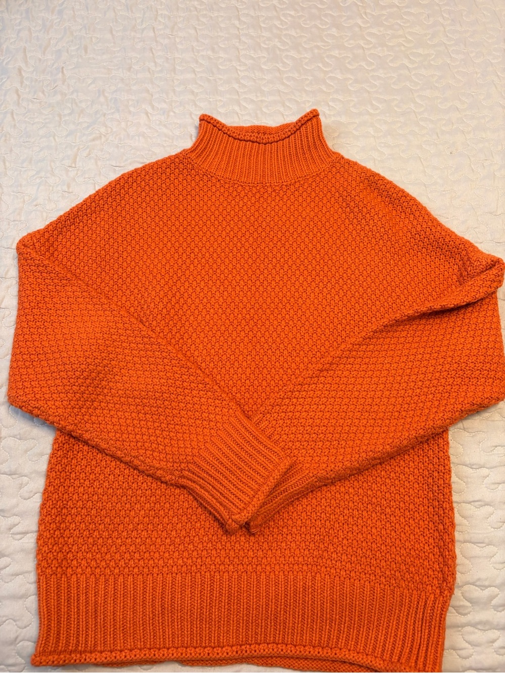 Bright Orange Knit Turtleneck Sweater